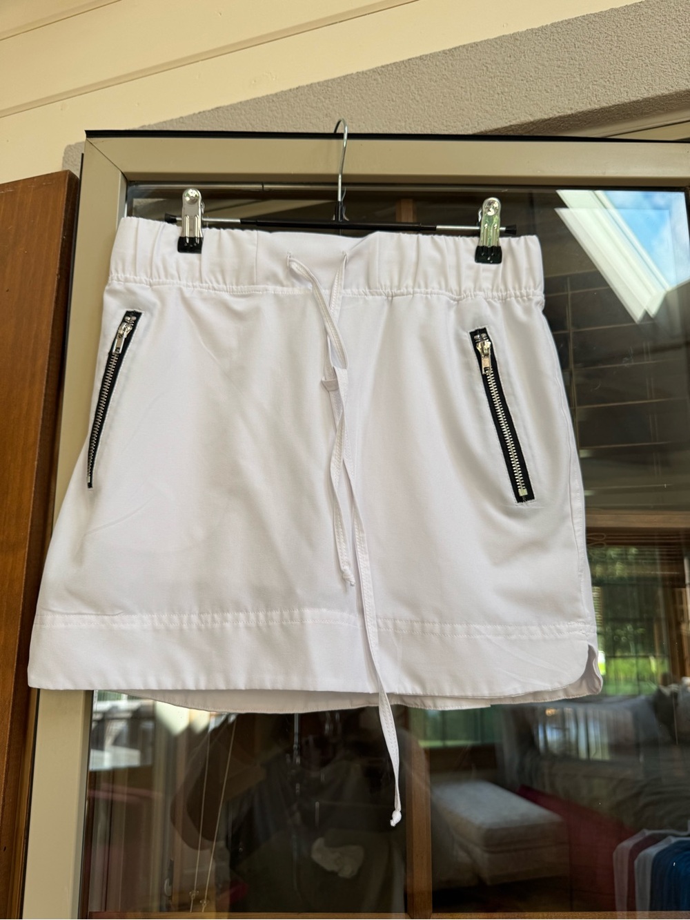 Coco + Carmen White Skort with Black Zip Trim